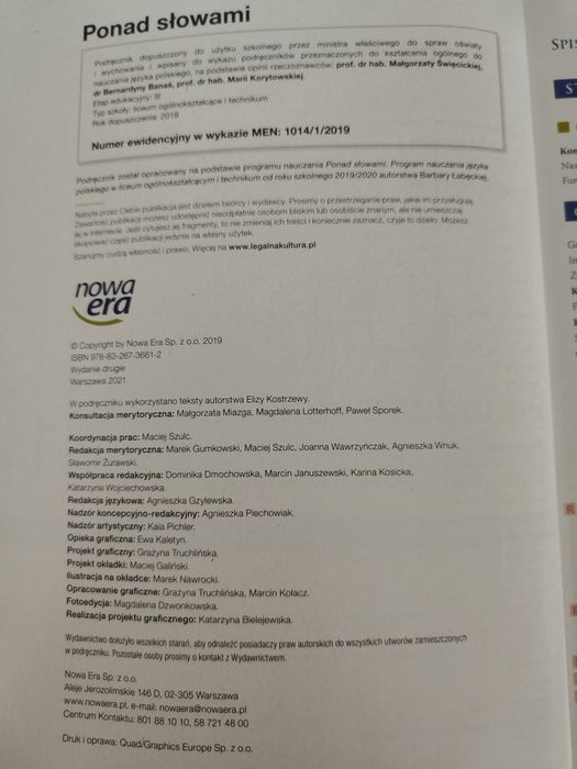 Ponad słowami 1 komplet podręczników część 1 i 2