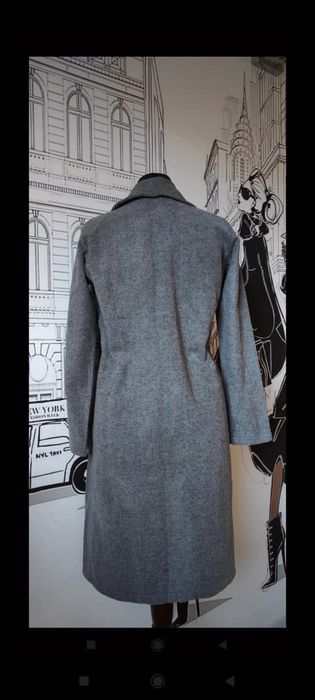 Szary damski płaszcz szlafrokowy jesień