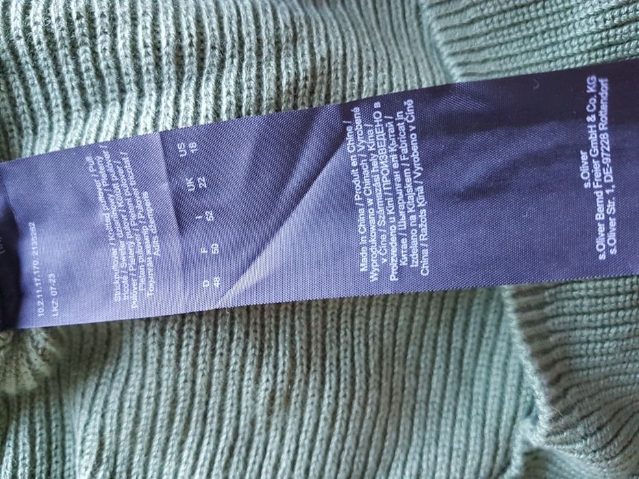 48 4XL s.Oliver red label sweter damski z dzianiny comfort zielony