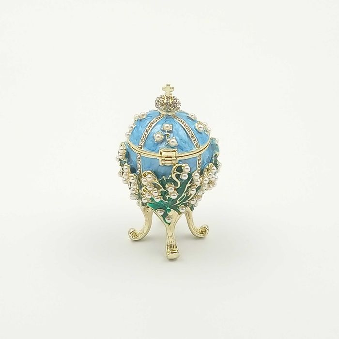 Jajko jajo faberge pojemniki szkatułka niebieskie styl wiktoriański