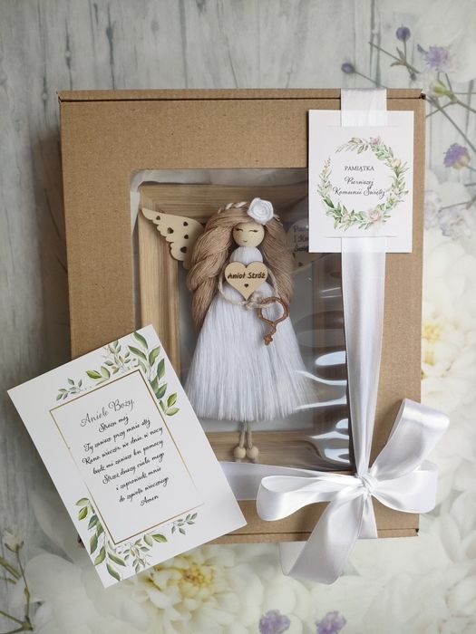 Pamiątka Pierwszej Komunii Świętej Anioł Stróż rękodzieło