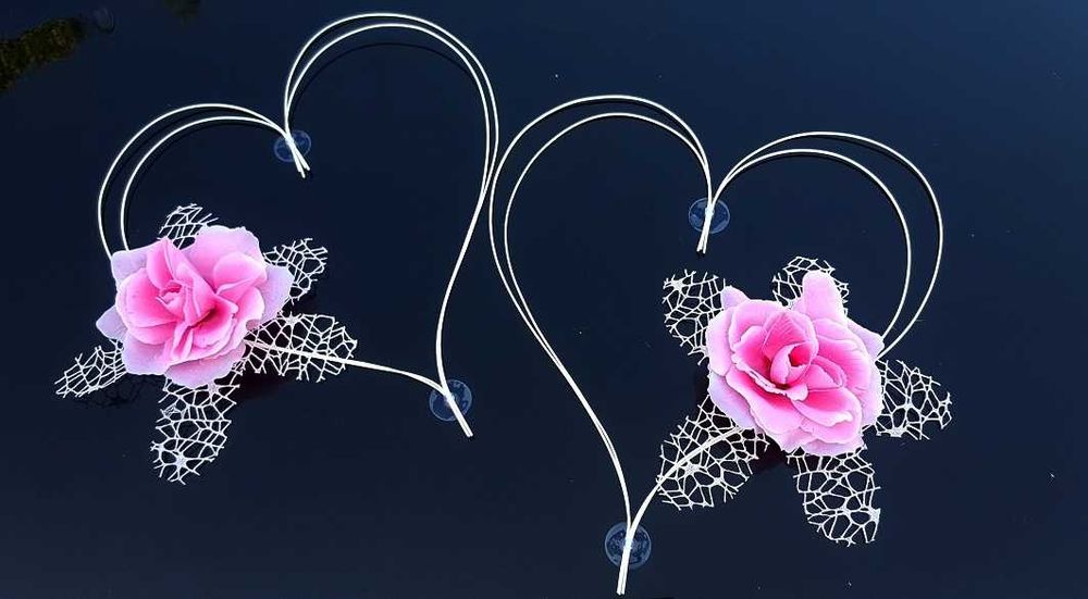 SERCA na Slub Dekoracja samochodu OZDOBY auta 2 szt.