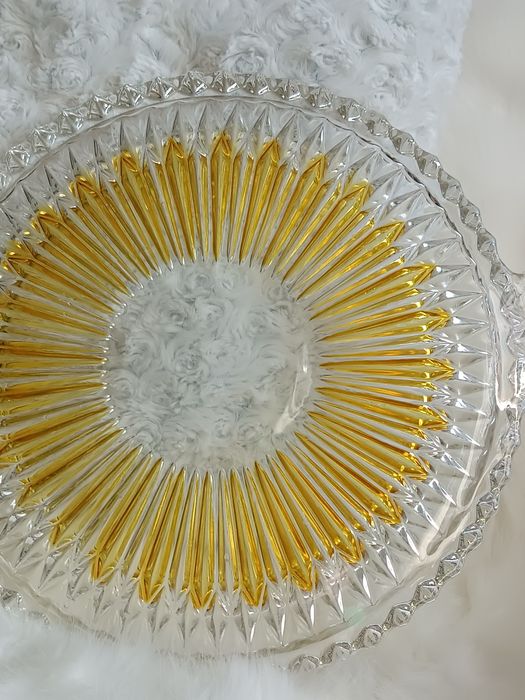 33 cm. Patera talerz tortownica szkło kryształowe