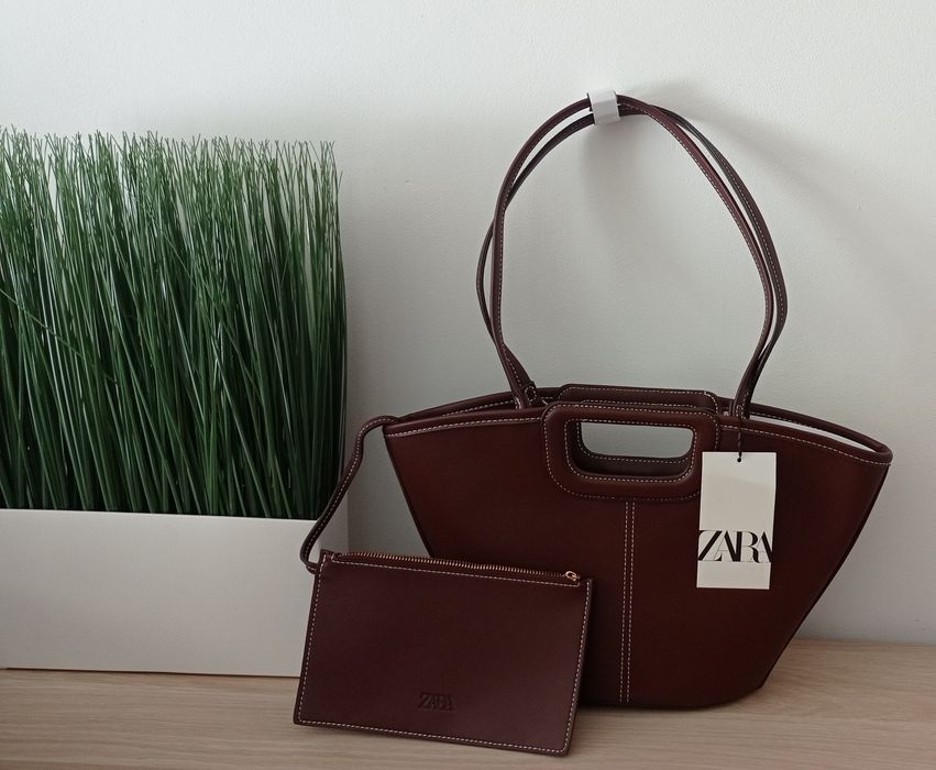 Torebka torebka  bordo skórzana shopperka