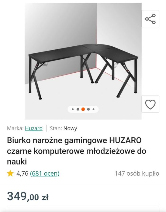 Biurko gamingowe HUZARO