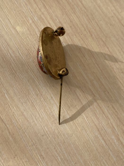 Брошка вінтажна з пекінським склом