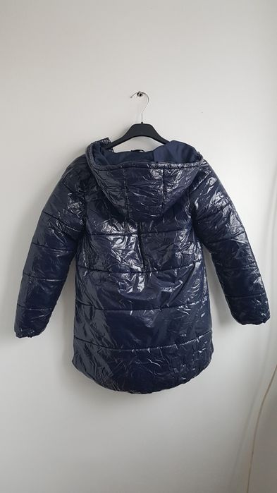 Kurtka lakierowana 4F granat 134 pikowana plaszcz dluga