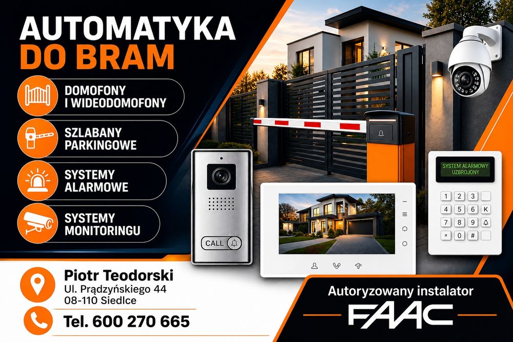 Automatyka do bram, domofony, alarmy, monitoring, szlabany montaż