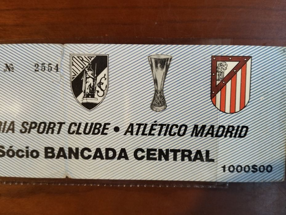 Antigo bilhete Vitória de Guimarães x Atlético de Madrid