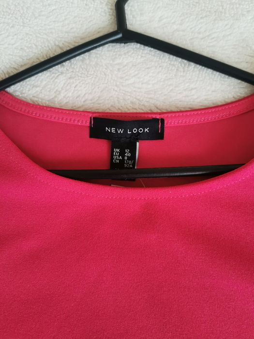 Bluzka damska letnia impreza elegancka basic barbie falbanki fuksja