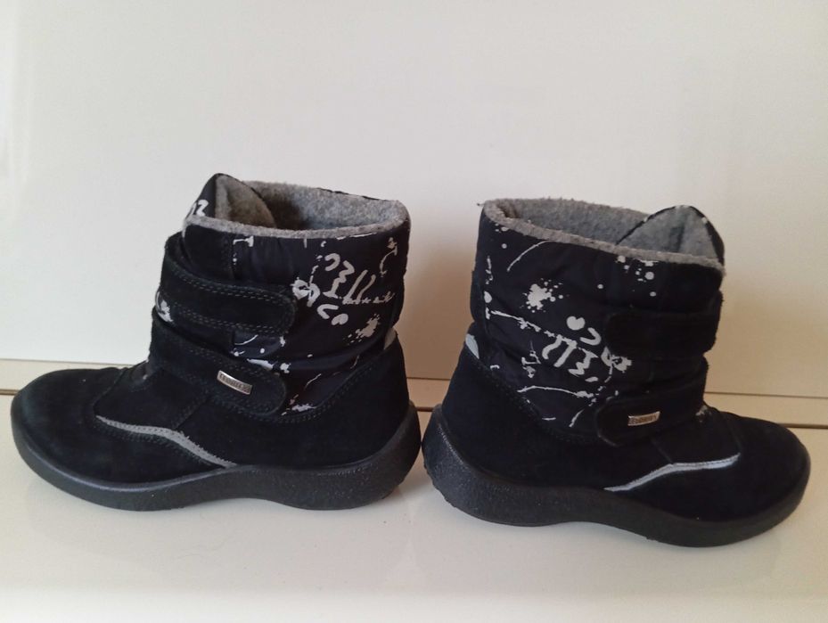 Buty FLORTEX - ciepłe czarne botki z białymi mazakami - r. 34