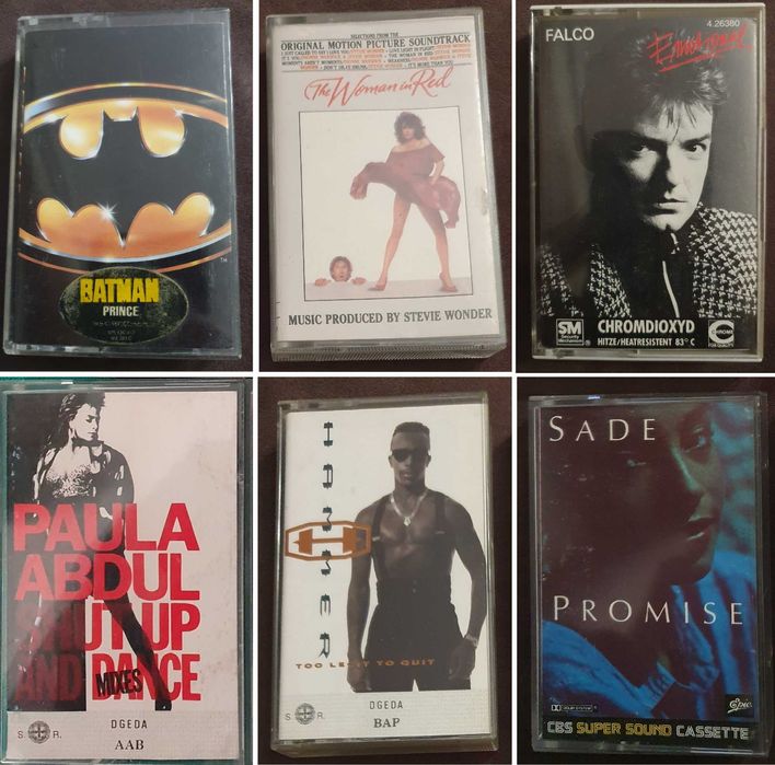 6 Cassetes de Áudio-Prince, S. Wonder, Falco, Sade, P.Abdul, MC Hammer