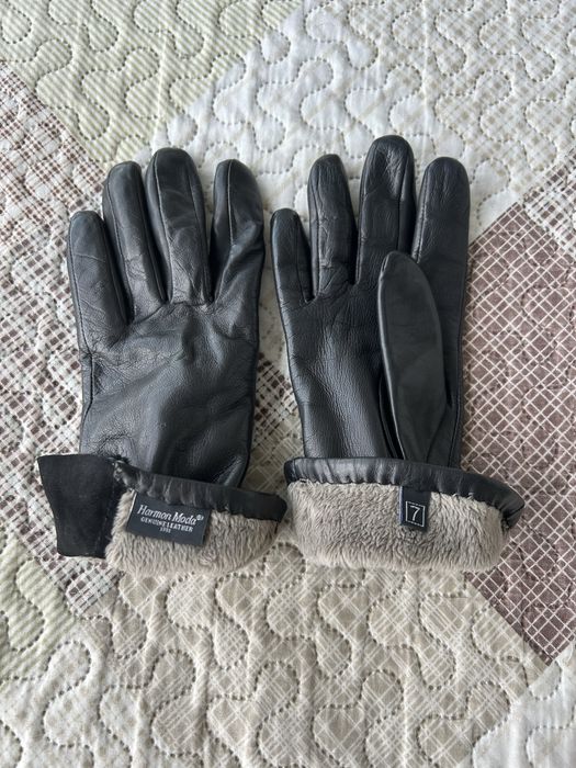 Шкіряні перчатки розмір 7 з утепленням нові