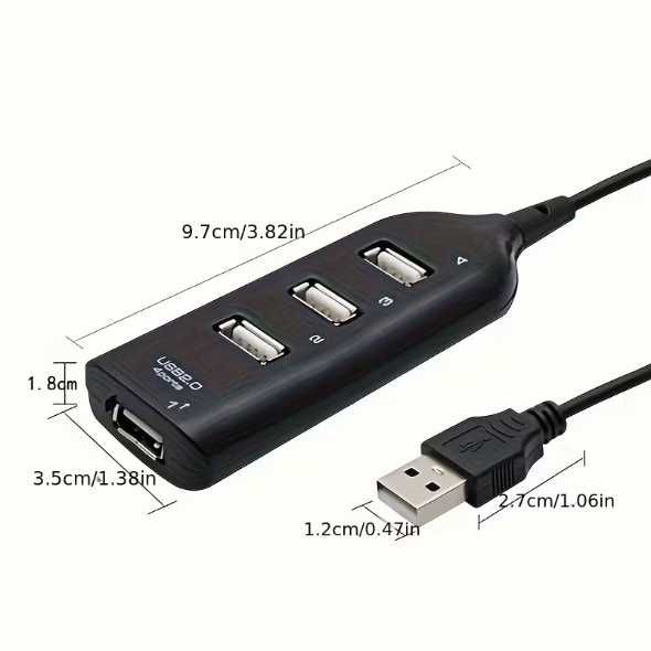 USB-хаб на 4USB 2.0, USB-Hub, 1 м, чорний