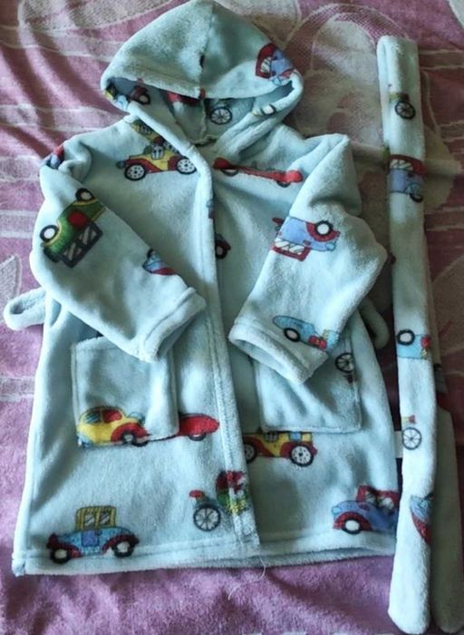 Теплий дитячий халат з капюшоном 2-3р