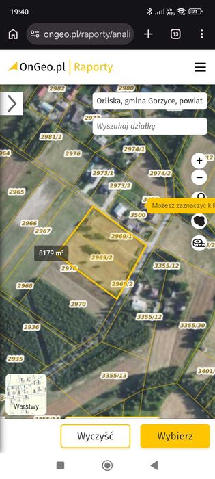 Działka rolna Orliska