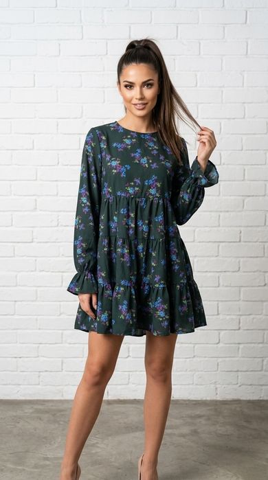 Платье-комбинезон ASOS DESIGN с неоновым цветочным принтом и оборками, р. M (38)