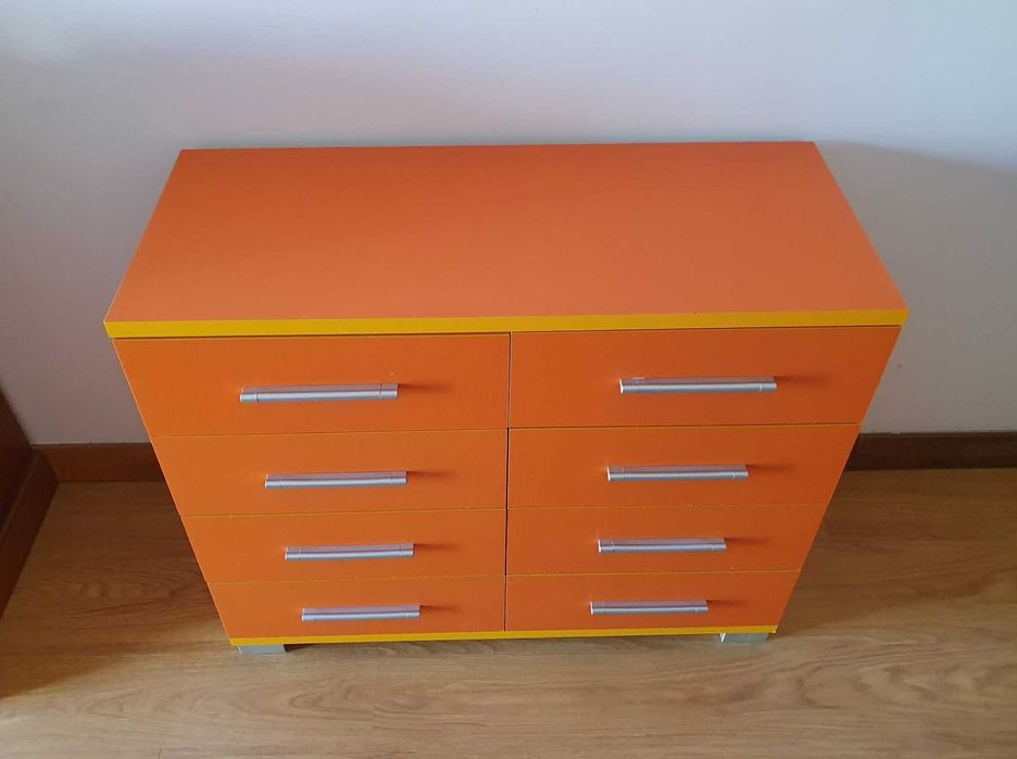 Cómoda de Quarto – 8 gavetas - cor de laranja
