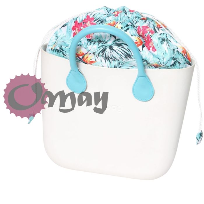 organizer OBAG MINI worek liście róż turkus 2 kieszenie komin OMAY