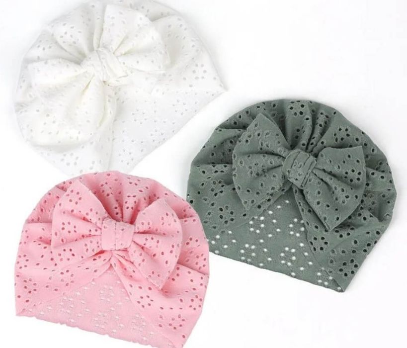 Chapéu turbante /gorro para bebê recém-nascido com laço,