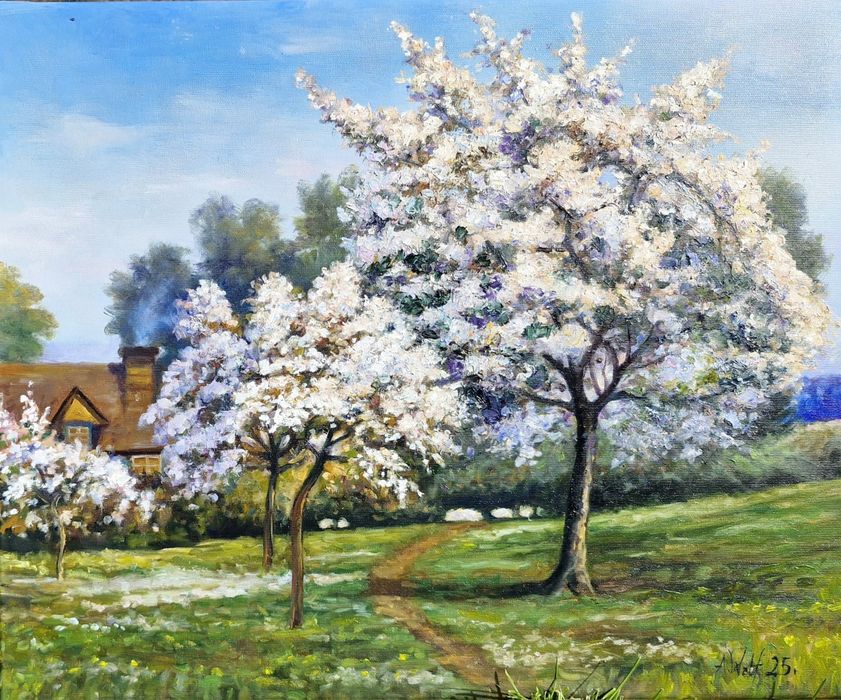 Obraz olejny Wiosna w sadzie