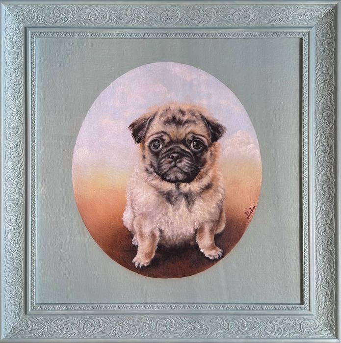 Картина олійними фарбами. Мопс