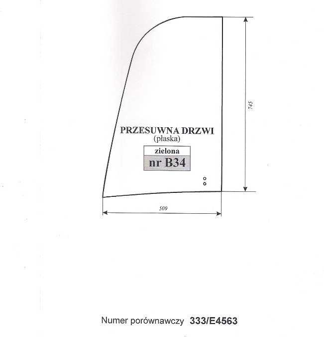 szyba JCB JS 115, 130, 131, 145 - drzwi przesuwana B 34