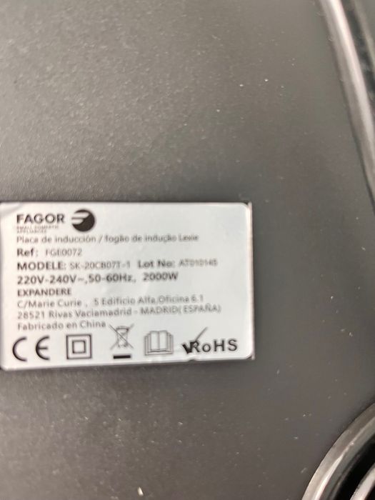 Placa de indução Fagor Lexie- 2000W