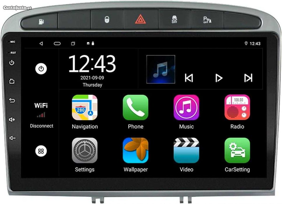 Auto-rádio 9" android 14 Peugeot 308 RCZ 408 de 2007 a 2013