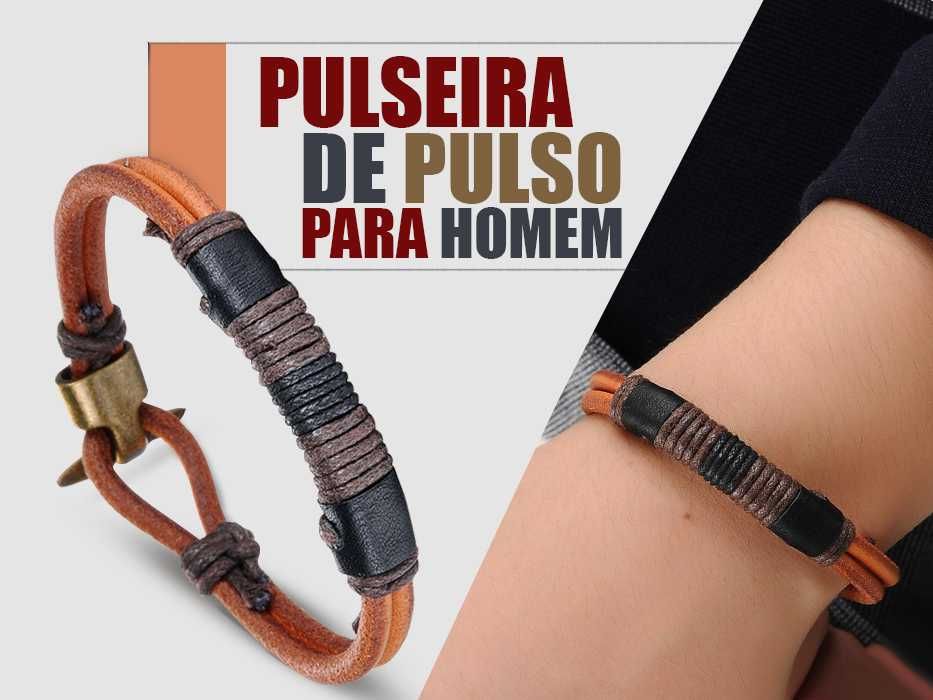 Pulseira de homem castanha com fecho de engate resistente