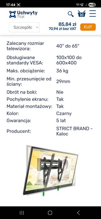 Uchwyt do montazu tv skladany