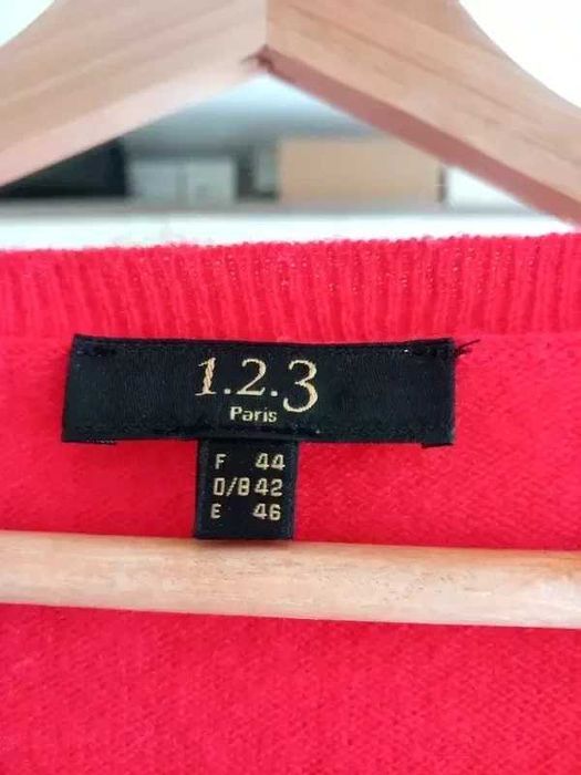 123Paris kaszmirowy sweter różowy malinowy pure cashmere L/XL
