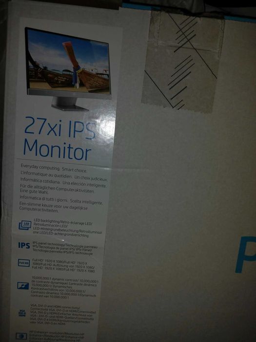 Monitor HP Pavilion 27xi IPS Full HD (como novo), cabo HDMI e caixa