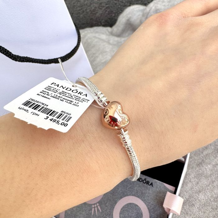 Браслет Пандора оригінальний Золоте серце Pandora новий срібло 925