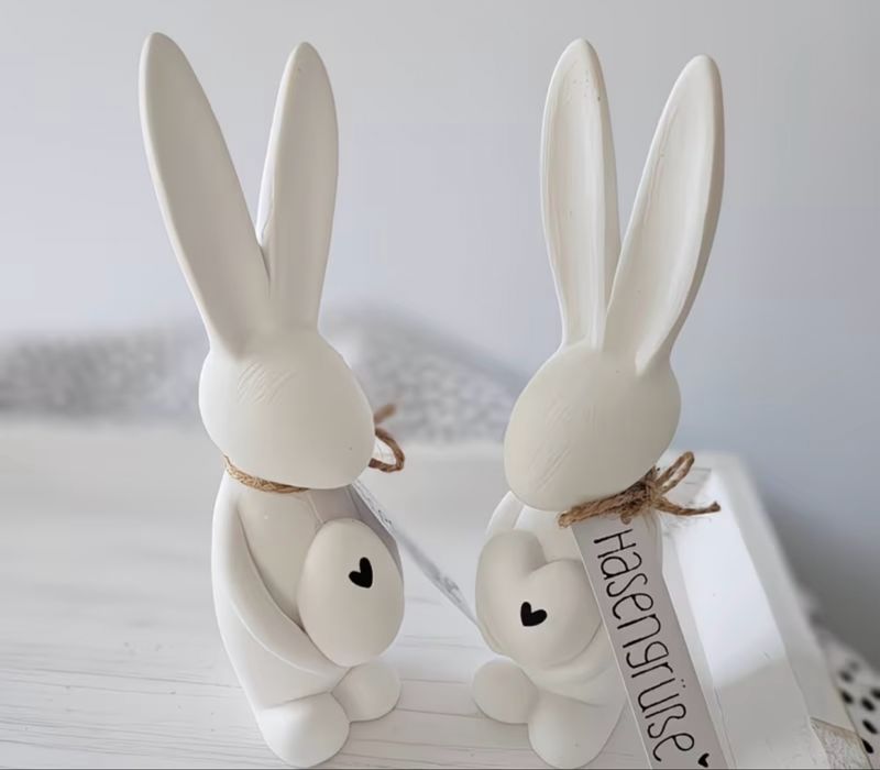 2 coelhos em gesso perfumado