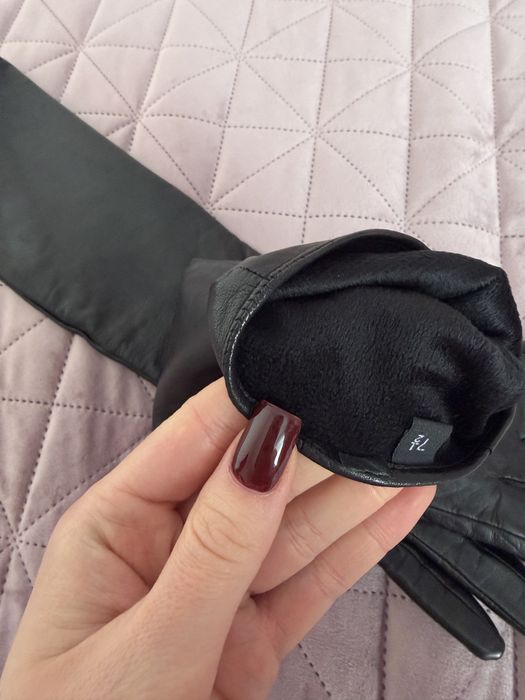 Шкіряні рукавички перчатки високі