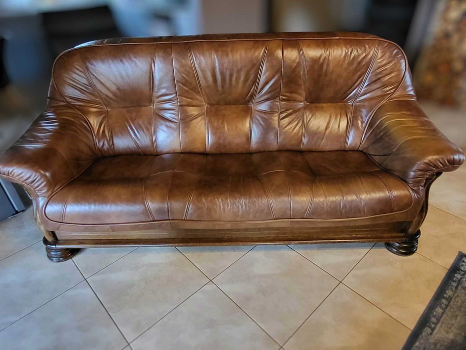 Sofa i 2 fotele ze skóry