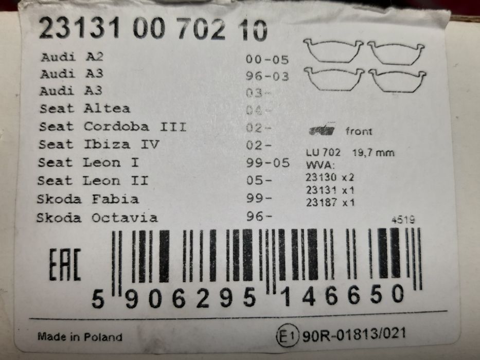 Klocki hamulcowe Breck przód