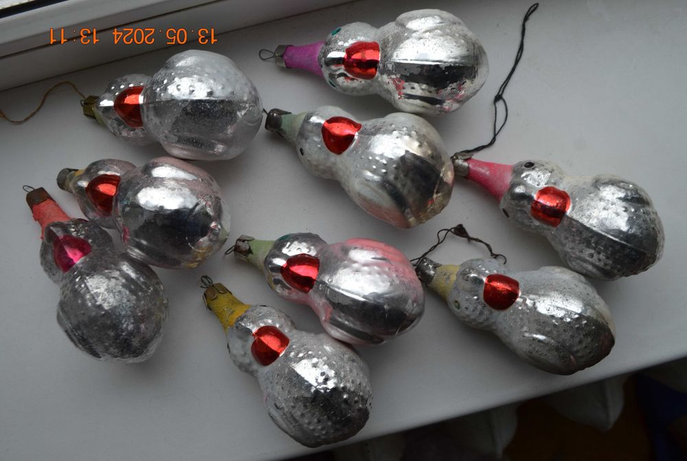 Новогодняя игрушка ёлку "Курица", "Курочка". 9 шт. СССР. Высота 11 см.