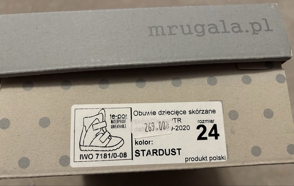 Skórzane szare lekko połyskujące buty zimowe Mrugała Te-por r.24