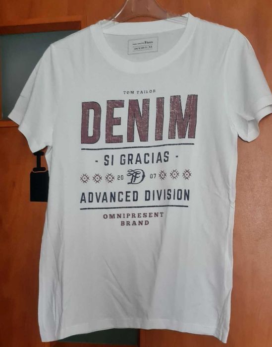 Tom Tailor biała koszulka, t-shirt z nadrukiem roz XS