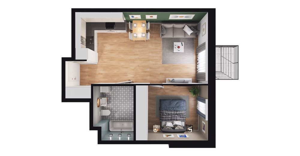 2-pokojowe mieszkanie 42m2 + balkon Bezpośrednio
