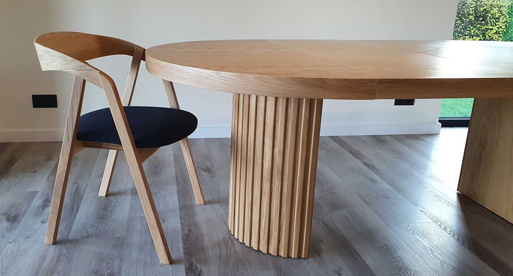 Nowoczesny stół dębowy okrągły rozkładany lamele 2x50cm Loft 8