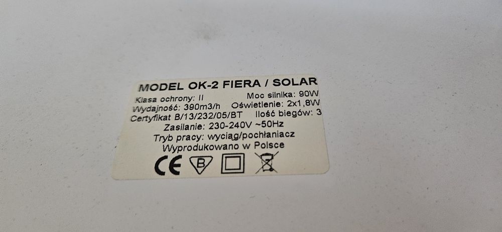 Okap pochłaniacz ok-2 fiera biały