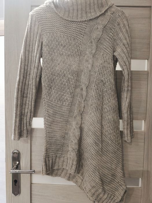 Golf tunika sweter damski S asymetryczny