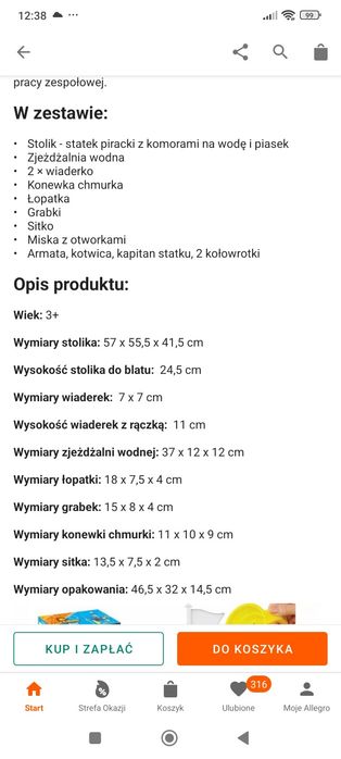 Stolik do piasku i wody