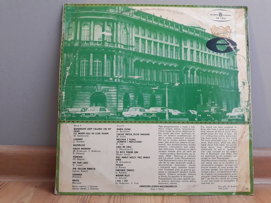 Płyta winylowa pt. "Noc w Europejskim"