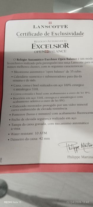 Relógio de pulso Automático Excelsior Open Balance