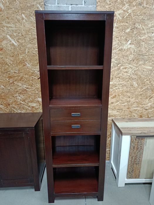 Biblioteczka drewniana brązowa, regał na książki, drewno naturalne