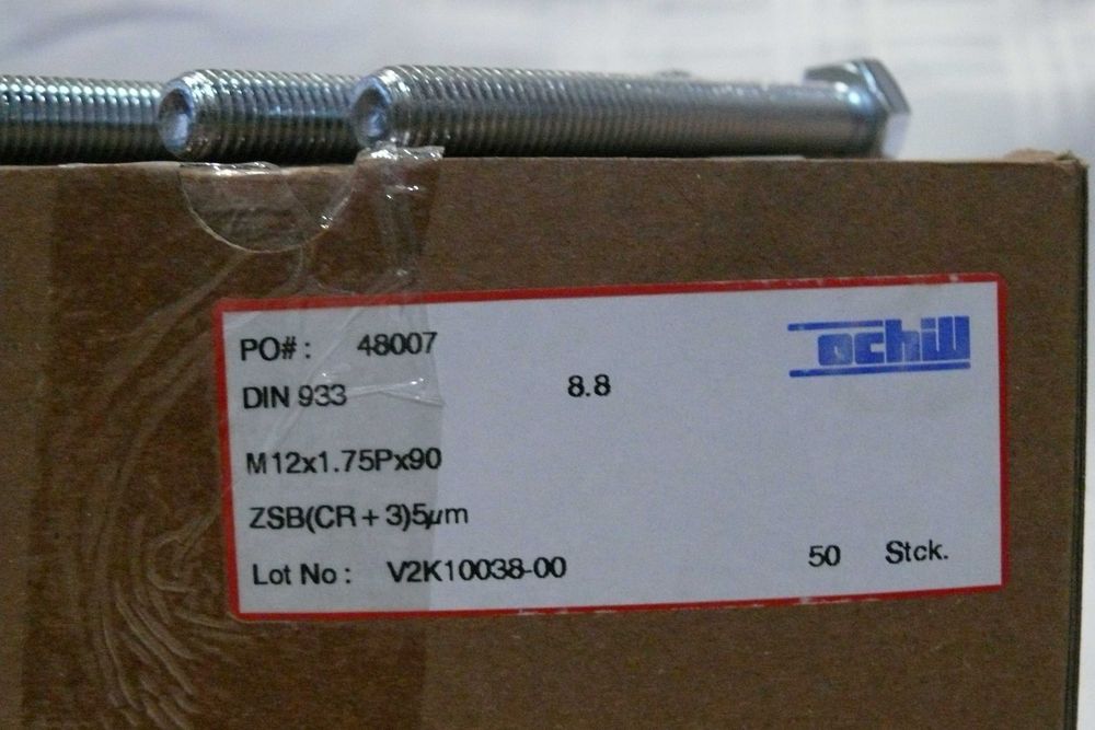Parafusos M12 - Rosca Total - Novo